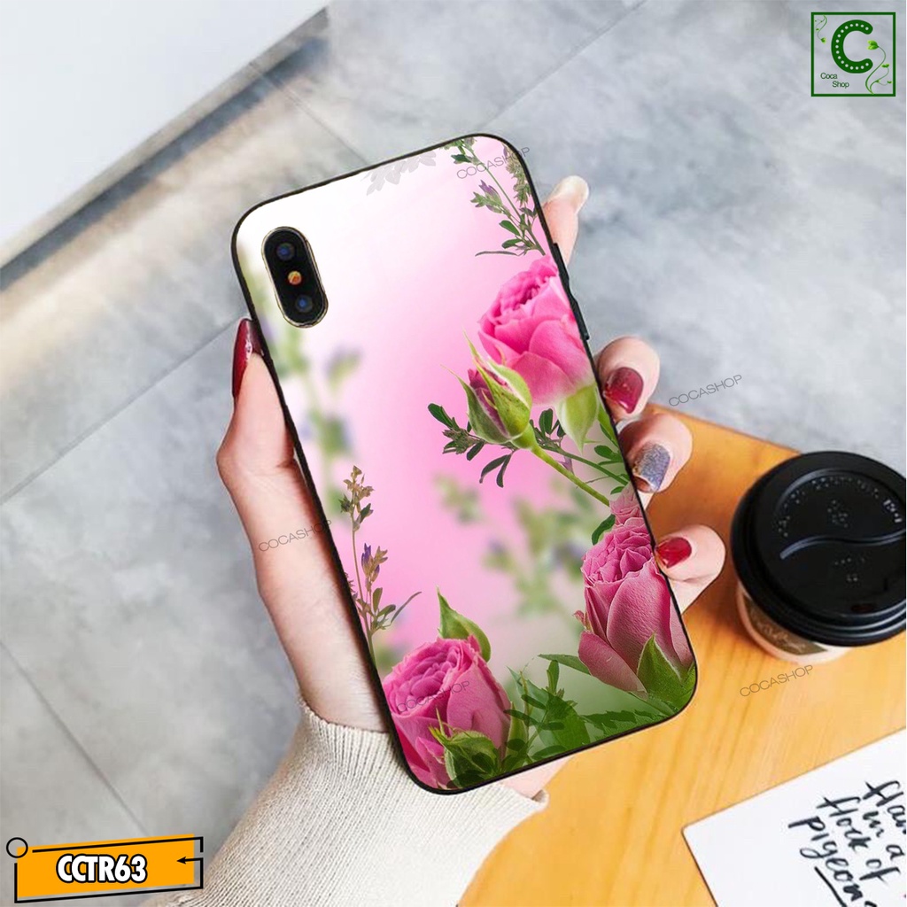 Ốp iPhone Mặt Kính Nano Dẻo - Tình Yêu Hoa Hồng