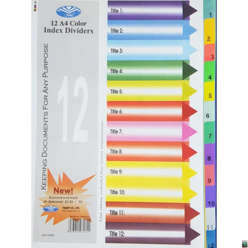 Chia File Nhựa 12 màu Trà My [Văn phong phẩm] | Shopee Việt Nam