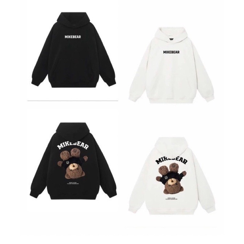 Áo Hoodie Nỉ Bông Gấu Ngược Mikenbearr Mũ Hai Lớp Rộng Dày Dặn Kiểu Dáng Ulzzang Phong Cách Hàn Quốc