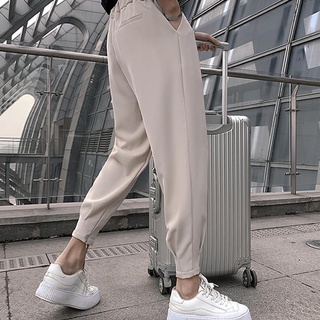 Quần T Nam Thắt Lưng Tự Do Hàn Quốc Chất Lượng Cao Drape Ice Silk Phù Hợp Với Mùa Hè Mỏng Phong Cách Cao Cấp Cảm Giác Đến Mắt Cá Chân Quần Dài Mắt Cá Chân