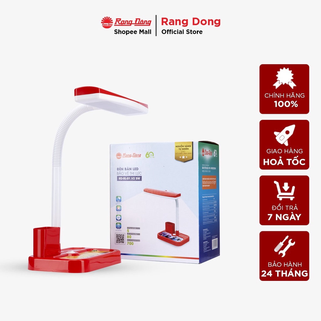 Ảnh Đèn bàn Led bảo vệ thị lực chống cận có ống để bút công suất 5W Rạng Đông (Model: RD-RL-01.V2) 1