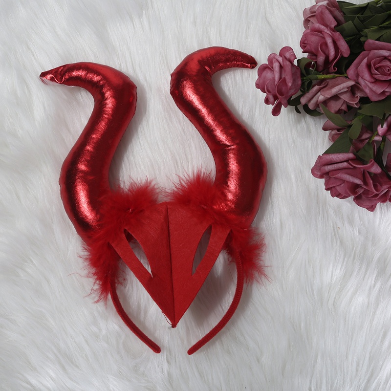 FL Ox Horn Headband Devil Horns Headband Halloween Demon Horn Halloween Tiaras