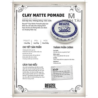 Sáp Vuốt Tóc Nam REUZEL Clay Matte Pomade - Hàng Chính Hãng