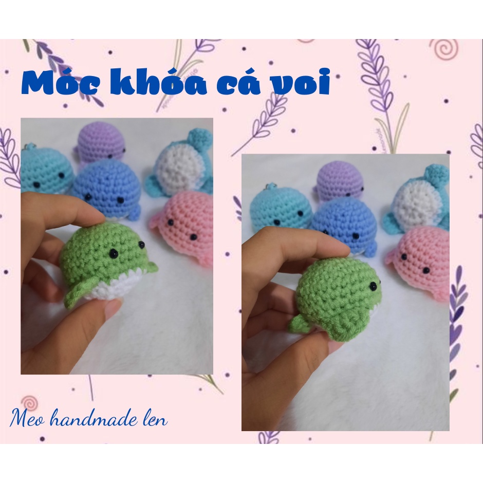 Móc khóa cá voi - Handmade len -  Amigurumi (có chuông)