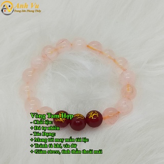 Vòng tay tam hợp thân tý thìn chất liệu mã não đã khai quang - cho nữ mệnh hỏa, thổ -may mắn tài lộc