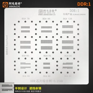 0.25MM Amaoe DDR1 BGA Stencil Cho BGA78 96 128 190 180 170 60 84 DDR RAM Chip Nhớ IC Hàn Thiếc Cây Lưới Thép Lưới Sửa Chữa
