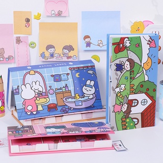 Set Hộp Note Ghi Chú Cao Cấp 4 Kích Thước Nhiều Hình Cute - Thỏ Hồng VPP