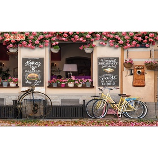 Tranh Quán Cafe, Trà Sữa, Trang Trí Cửa Hàng, những hình hoa, giàn hoa ấn tượng