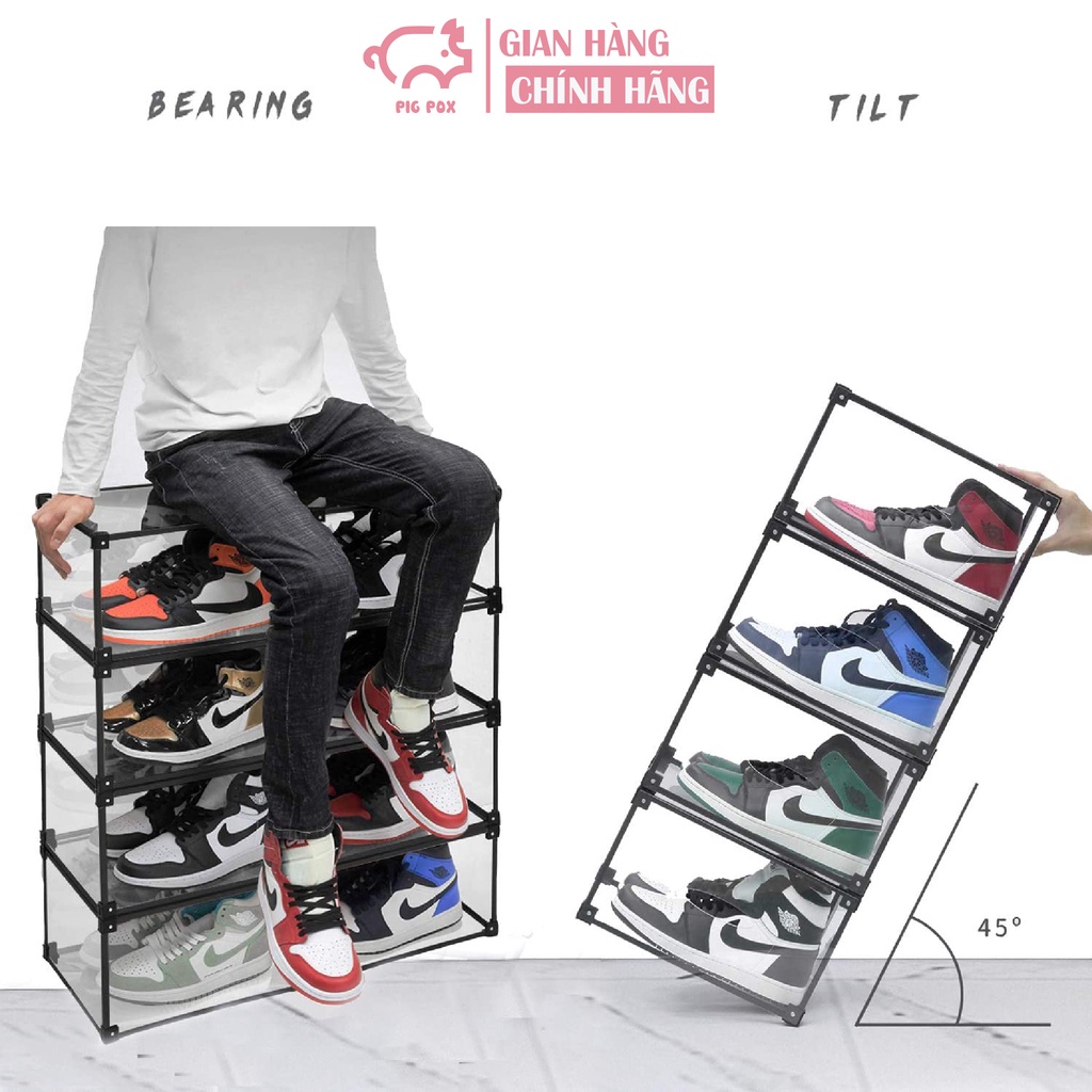Ảnh Hộp đựng giày cửa ngang khung kim loại trong suốt 360 độ PIG POX Sneaker Box 2