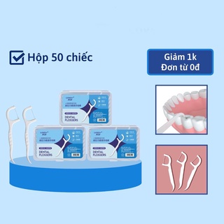 Tăm chỉ nha khoa vệ sinh răng miệng hộp 50 cái, tăm xỉa răng