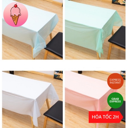 Khăn trải bàn vintage nhựa PVC chống thấm nước trơn màu phong cách Bắc Âu - Kem Shop K4