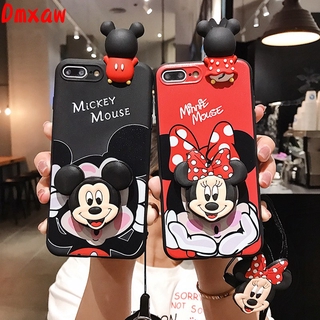 Ốp Điện Thoại Hình Hoạt Hình Doraemon Minnie Có Dây Đeo Xinh Xắn Cho Iphone 8 7 6s 6 Plus