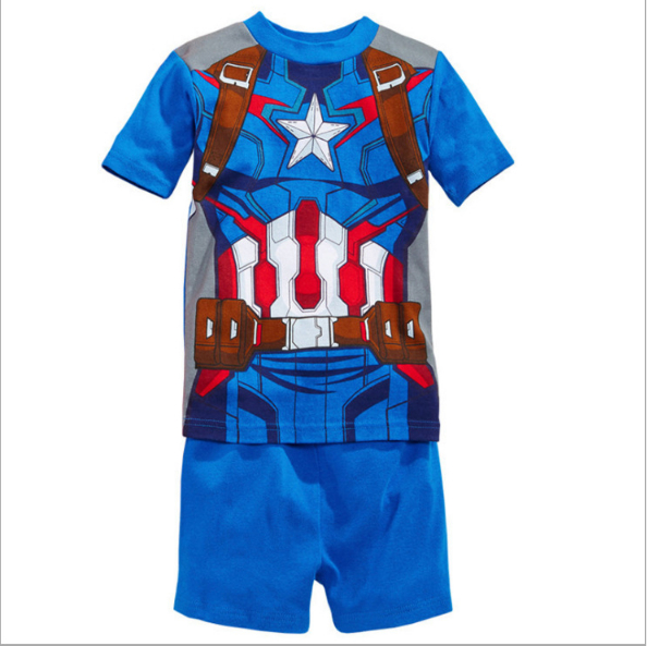 BS1 Mới Siêu Anh Hùng Siêu Nhân Batman Hulk Captain America Trẻ Em Bộ Đồ Ngủ Áo Thun Tay Ngắn Bộ Mùa Hè Thường Ngày Nhà