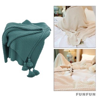 Chăn dệt kim mềm mại ấm áp đính tua rua nhẹ trang trí dành cho đi văng giường ngủ sofa tất cả các mùa