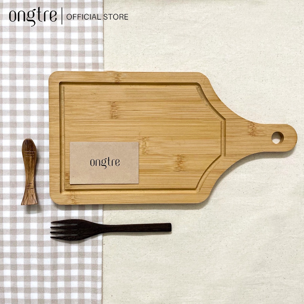 Thớt Tre Có Tay Cầm ONGTRE, Thớt Cắt Hoa Quả, Đồ Nguội, Thớt Decor Chụp Ảnh, Khay Phục Vụ Nhà Hàng, Khách Sạn, Bánh Ngọt
