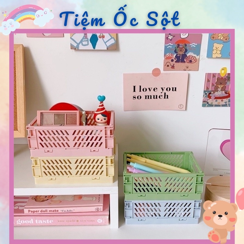 Giỏ Nhựa Mini Gấp Gọn Rổ Đựng Đồ Dùng Học Tập, Đồ Đạc Đa Năng Để Bàn ...