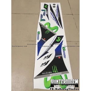 Tem rời Movistar 135. Decal dán Exciter 2011 xanh GP, 2 bửng trước màu trắng