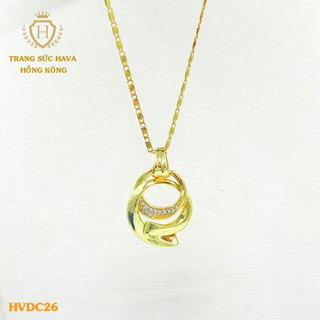 Dây Chuyền, Vòng Cổ Nữ Mặt Đính Đá Màu Trắng Xi Mạ Vàng Non Cao Cấp - Trang Sức Hava Hong Kong