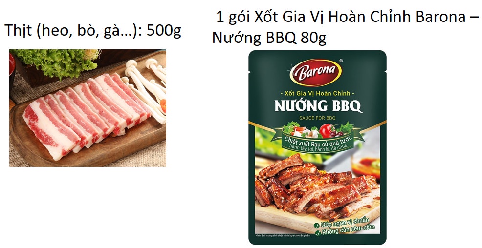 Mô tả Combo 3 gói Gia Vị Nướng BBQ Barona 80g ướp ngon chuẩn vị không cần nêm nếm - 3