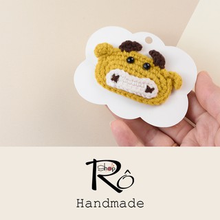 Kẹp tóc con trâu vàng bằng len cho nữ và bé gái ngộ nghĩnh 5.5cm |Cặp tóc động vật|Shop Rô Handmade
