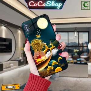 Ốp lưng iphone mặt kính cao cấp - Đôi hươu vàng may mắn chơi trăng - 6/6plus/6s/6splus/7/7plus/8/8plus/x/.....