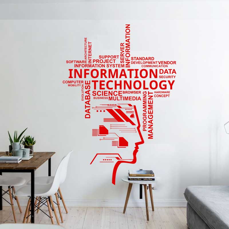 Công nghệ thông tin Decal dán tường Vinyl IT Phần mềm kỹ thuật giáo dục Công ty Trang trí văn phòng Công việc Nhãn dán kinh doanh Bức tranh tường