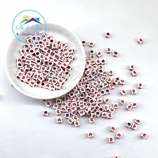 50 Cái Charm Hạt Nhựa Vuông Trái Tim Làm Vòng Đeo Tay, Làm trang Sức Handmade