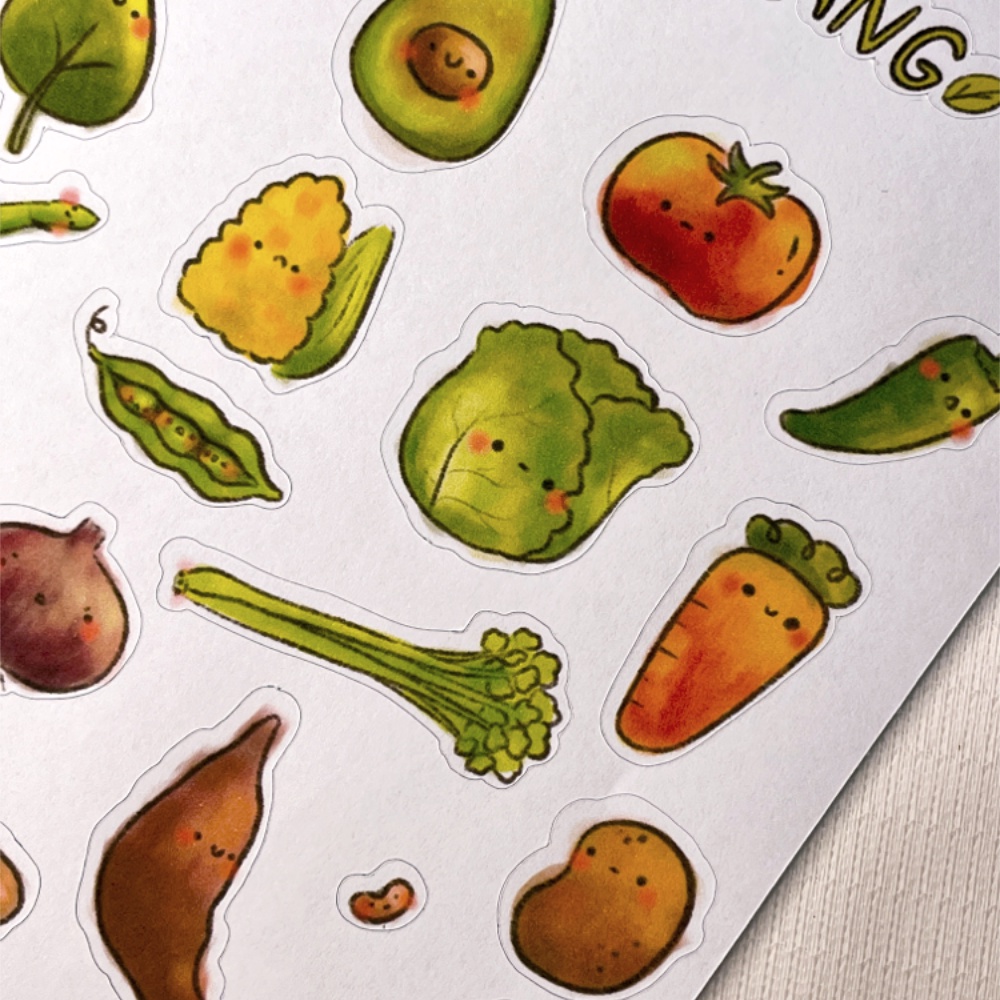 Set Sticker Rau Củ Quả Cute - The Veggie Gang Trang Trí Sổ | Shopee Việt Nam
