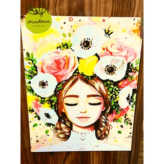 Tranh tô màu số hóa Madoca có khung 40x50cm hoa trong mắt em T503
