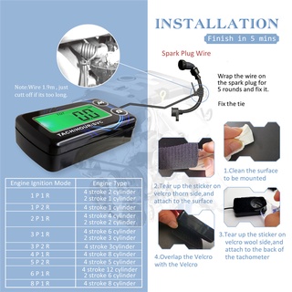 Máy đo kỹ thuật số chống nước Máy đo giờ tốc độ động cơ, Máy đo tốc độ RPM Động cơ Màn hình LCD cho xe máy Thuyền ô tô
