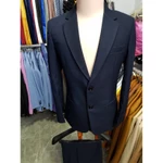 Áo blazer nam 2 nút màu xanh đen đậm chất liệu vitex mềm mịn co giãn nhẹ tặng cà vạt sọc xanh và hộp đựng làm quà — ảnh 8