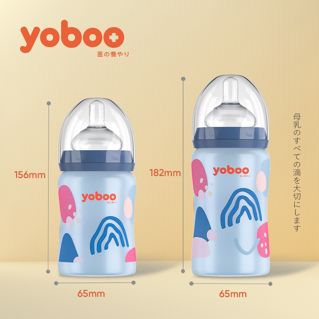Mô tả Bình sữa thủy tinh cổ rộng Yoboo YB-0043/0044 bọc silicon cảm biến nhiệt - Chính hãng - 10