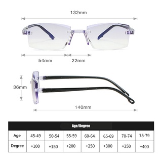 Kính đọc sách không vành Nam Kính đọc sách máy tính chống tia xanh Đầu đọc lão thị + 1.0 + 1.5 + 2.0 + 2.5 + 3.0 + 3.5