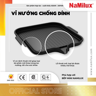 Chảo Nướng/Vỉ Nướng Chống Dính Không Khói NaMilux NHGP31F│Phủ Lớp Chống Dính Teflon Whitford│Có Rãnh Thoát Mỡ│Chính Hãng