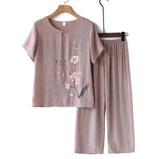 bộ mặc nhà trung niên, bộ đồ đũi mặc nhà cho mẹ và bà u50 u60
