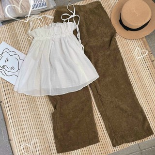 SET ÁO 2S QUẦN SUÔNG NHUNG 2 MÀU🌸video thật shop quay🌸hàng sẵn SET8501