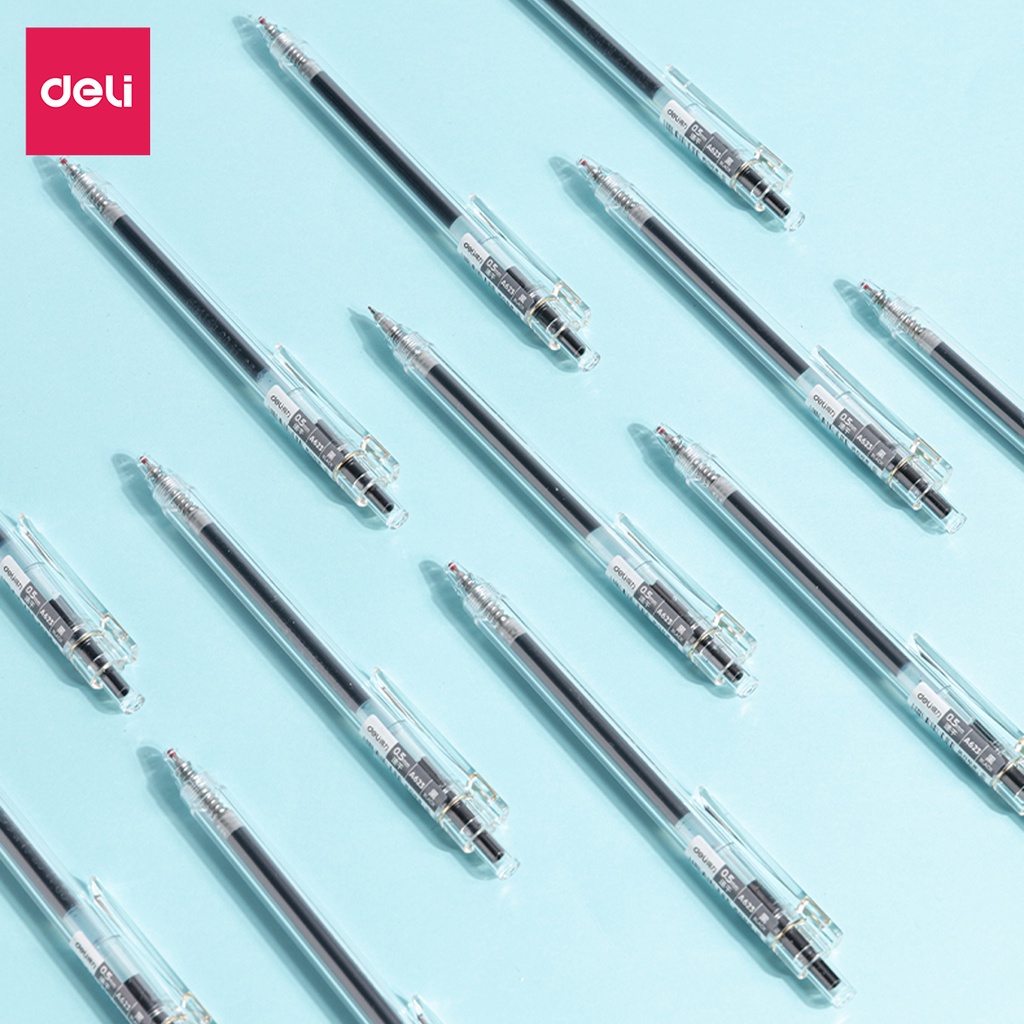 [MUA KÈM 1K] Bút Gel Deli Học Sinh Ngòi 0.5 Mực Đen Nhanh Khô Thiết Kế Vỏ Trong Suốt - có ngòi thay thế - 1 chiếc