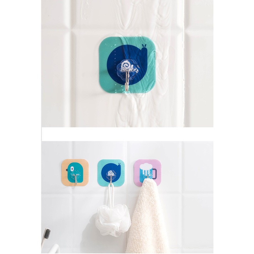combo  10 Móc Dán Tường Siêu Dính In Hình 3D Độc Đáo Treo Nhiều Vật Dụng Dễ Thương