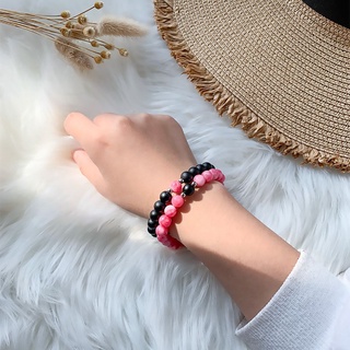 GUADALUPE1 2 Cái / bộ Vòng Tay Đính Hạt Đá Nam Châm Đàn Hồi Dây Đeo Tay Cặp Đôi Vòng Tay Hấp Dẫn Người Bạn Thân Nhất Người Yêu Hạt Tròn Hình Trái Tim Tình Yêu Phụ Kiện Thời Trang Hợp Kim