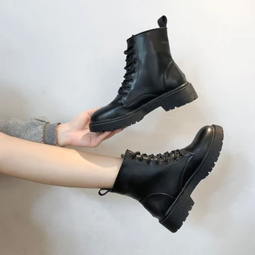 giày martin nữ Boot nữ cổ ngắn đế 3 phân-Bốt nữ Martins phong cách Boots Ulzzang năng động da trơn bền đẹp TẶNG KÈM M