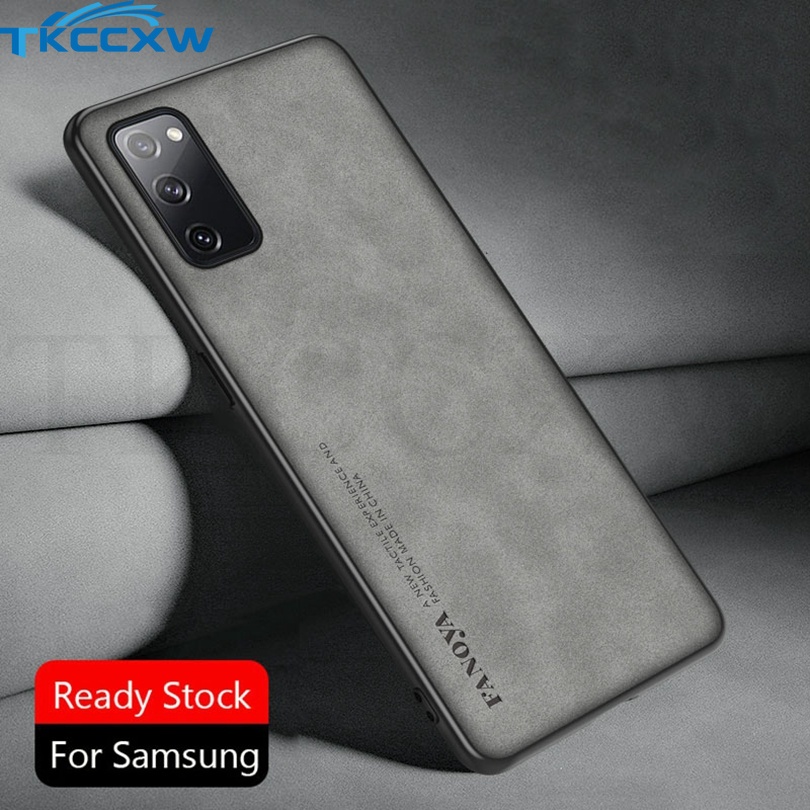 Ốp Điện Thoại Da PU Phối Vải Sợi Mềm Thời Trang Cho Samsung Galaxy Note 20 Ultra Note 10+ S10 Plus S20 FE