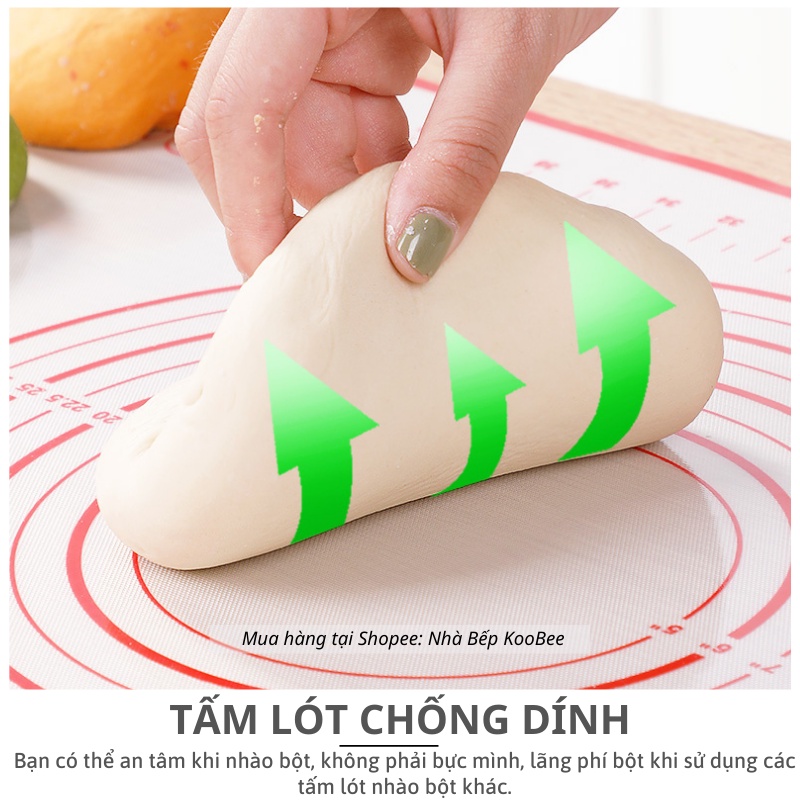 Thảm Silicon Nhào Bột Chống Dính KOOBEE – Có Vòng Tròn Và Thang Đo Kích Thước Tiện Lợi, Dễ Căn Bột Chuẩn (PKB21)