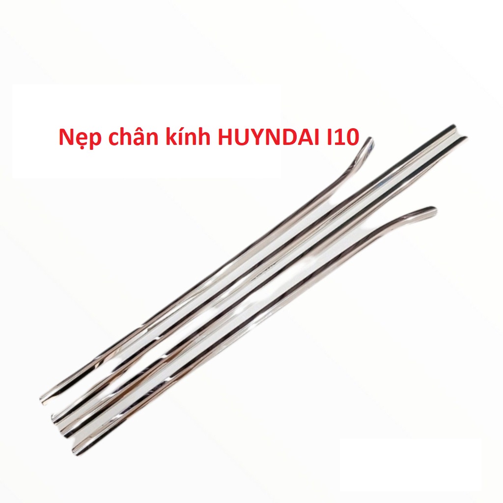 Nẹp viền chân kính, cong kính Xe Grand i10 2012- 2020 chất liệu inox dùng chung 2 bản sedan và hatback