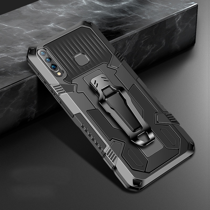 Dành Cho Vivo Y17 Y15 Y12 Y11 Y12i Y19 S1 V21 V20 SE Y91C Y1s Ốp Lưng Hybrid Armor Chống Sốc Đứng Có Kẹp Thắt Lưng