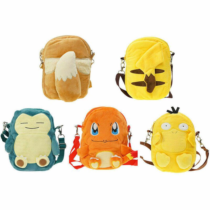 Pikachu Snorlax Charmander Eevee Psyduck Ba lô sang trọng Túi dây kéo trẻ em