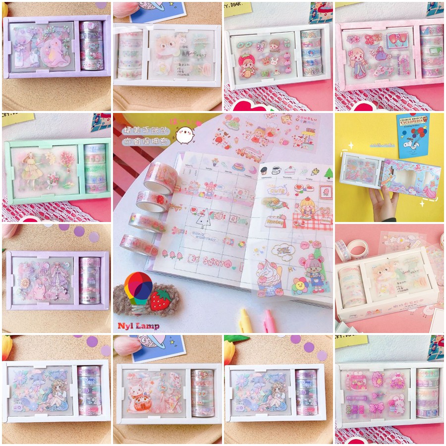 Hộp Sticker dán & Băng keo trang trí, quà tặng dễ thương nhiều mẫu