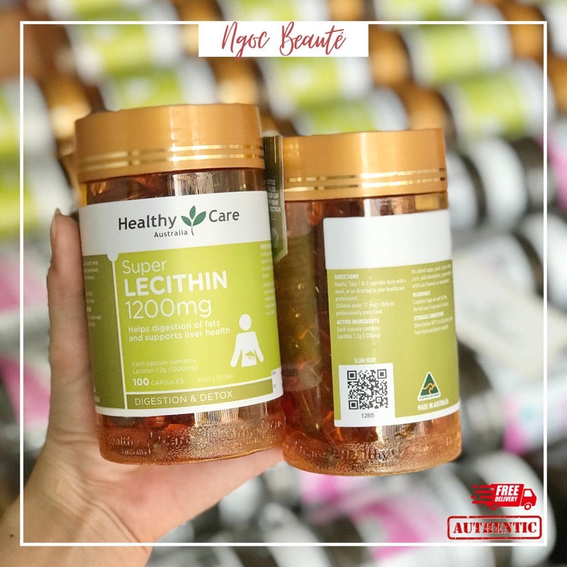 Mầm đậu nành Healthy Care Super Lecithin Australia 1200mg 100 viên