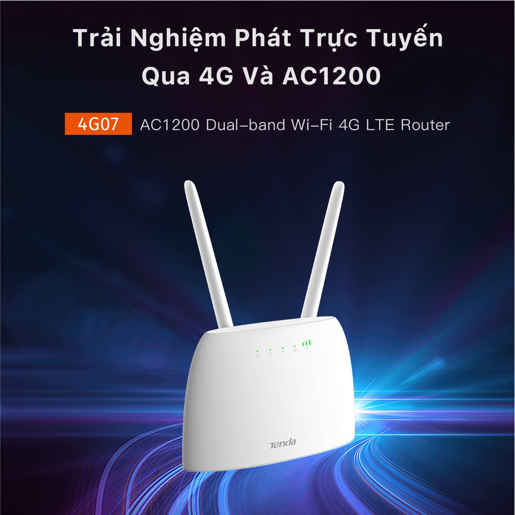 Ảnh Bộ Phát WiFi Tenda 4G07 Chuẩn AC 1200Mpbs Dùng Sim 4G/3G Dùng Cho Ôto Và Nơi Không Có Internet 2