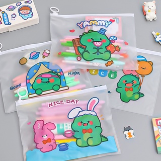 3 Túi Đựng Bút Tài Liệu A5 Khủng Long Xanh Cute - Thỏ Hồng VPP