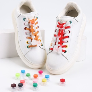 Flat Gradient Co Giãn Giày Dây Giày Sneaker Dây Cao Su Phẳng Giày Ren Trẻ Em Người Lớn Nhanh Lười Dây Giày Không Buộc